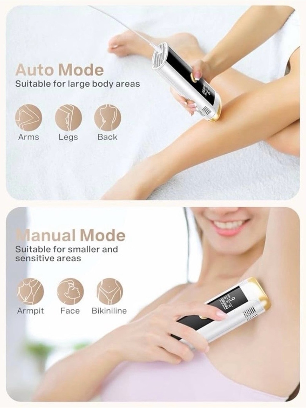 IPL Hair Removal Device for Face & Body – 3 Modes with Razor & Safety Glasse